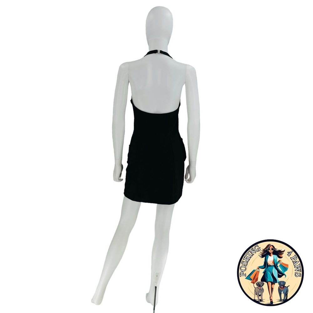 SIMKHAI Luminita Wrap Front Formal Stretch Jersey Mini Dress in Black Size 6 - Picture 5 of 14